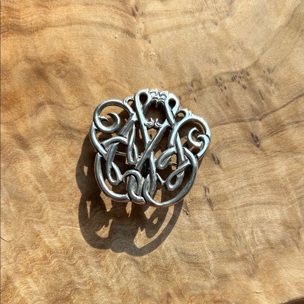 925 Sterling Silver Monogram Brooch — Signed &H